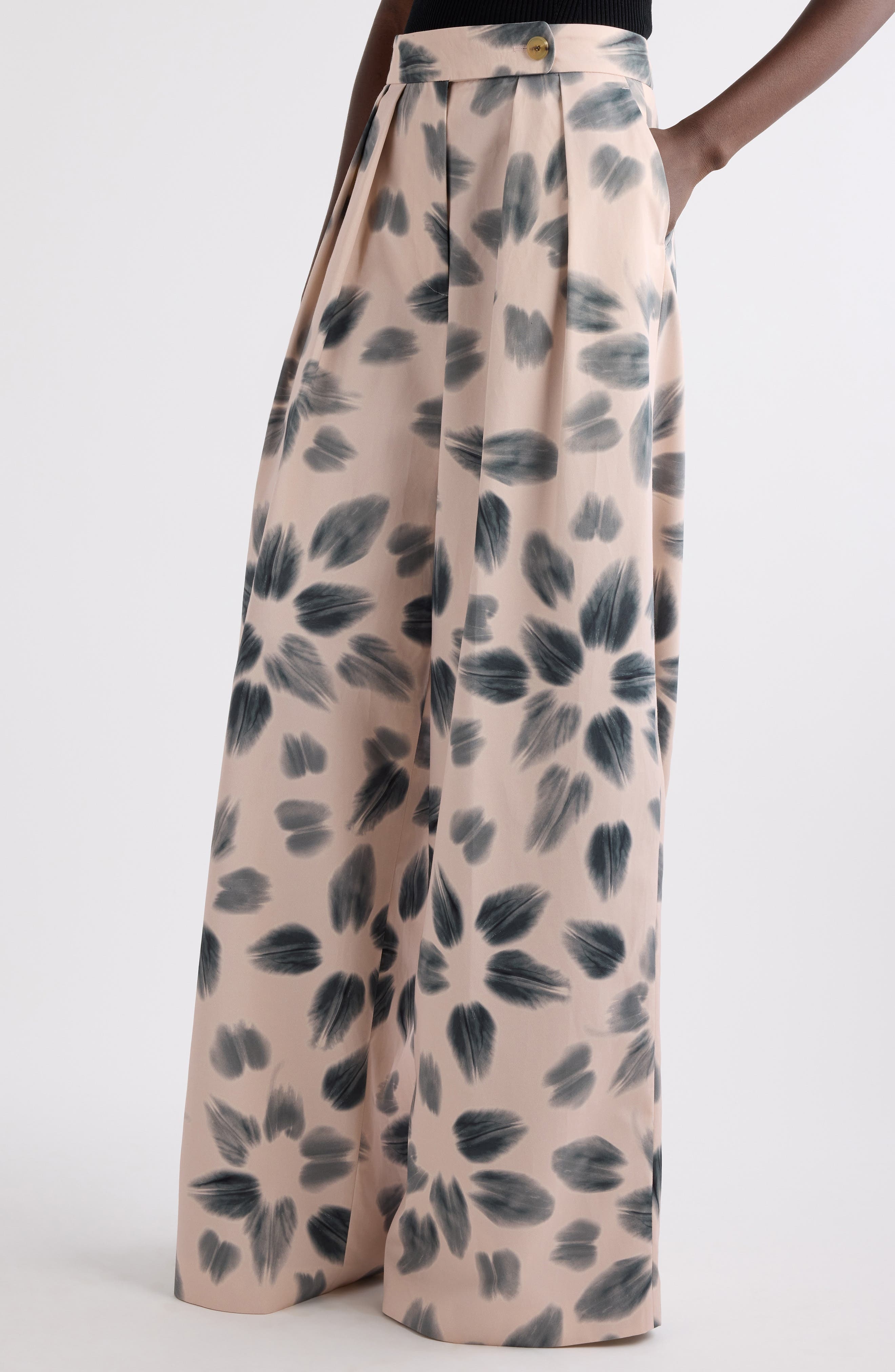 Dries Van Noten Pamplona Floral Pleated Wide Leg Pants in Blush at Nordstrom - 5