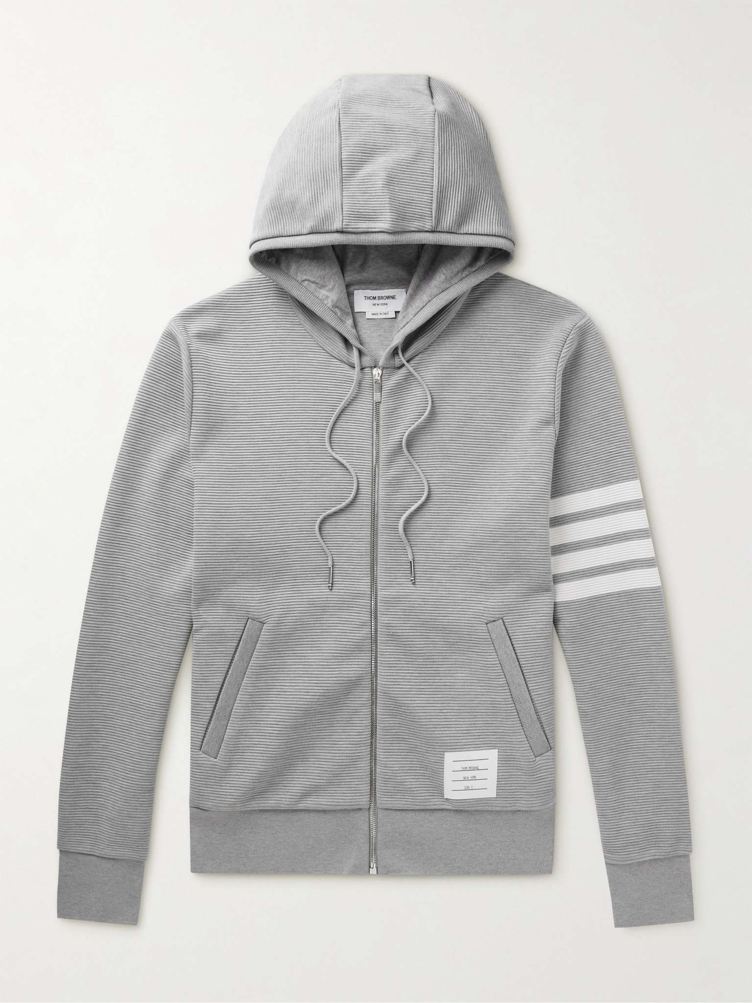 Striped Ribbed Cotton-Jersey Zip-Up Hoodie - 1