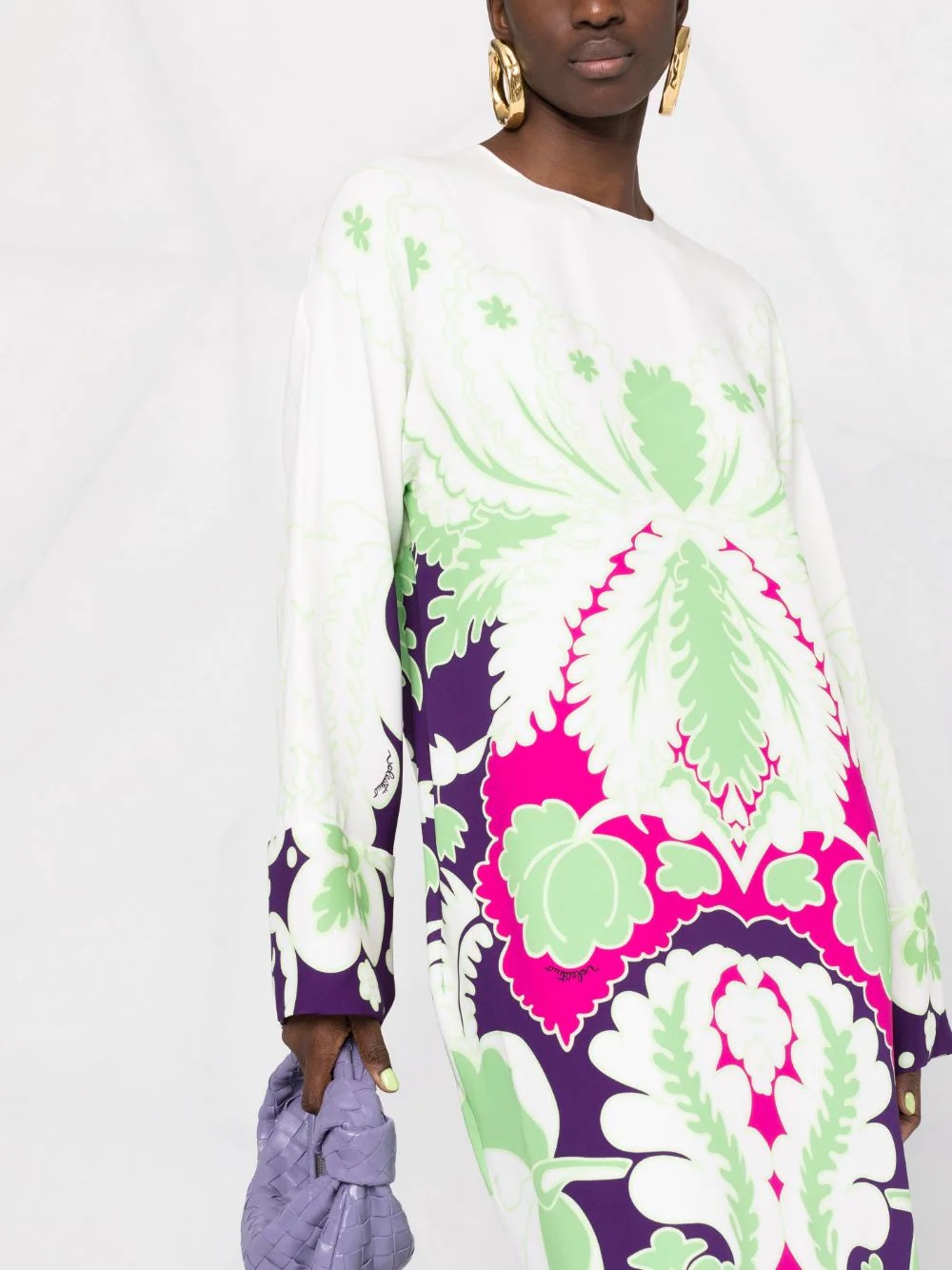 floral print silk midi dress - 5