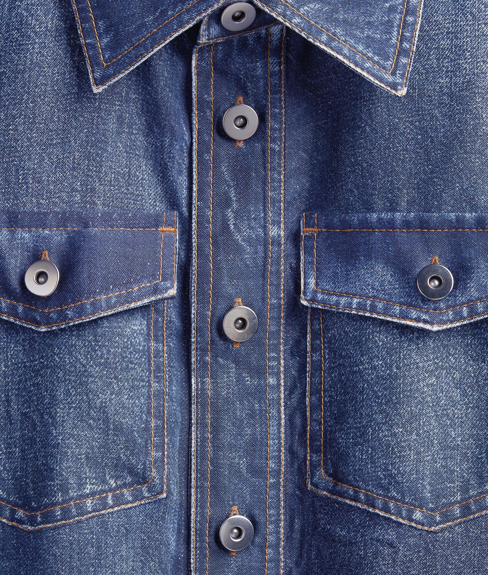 Denim Printed Silk And Viscose Shirt - 4