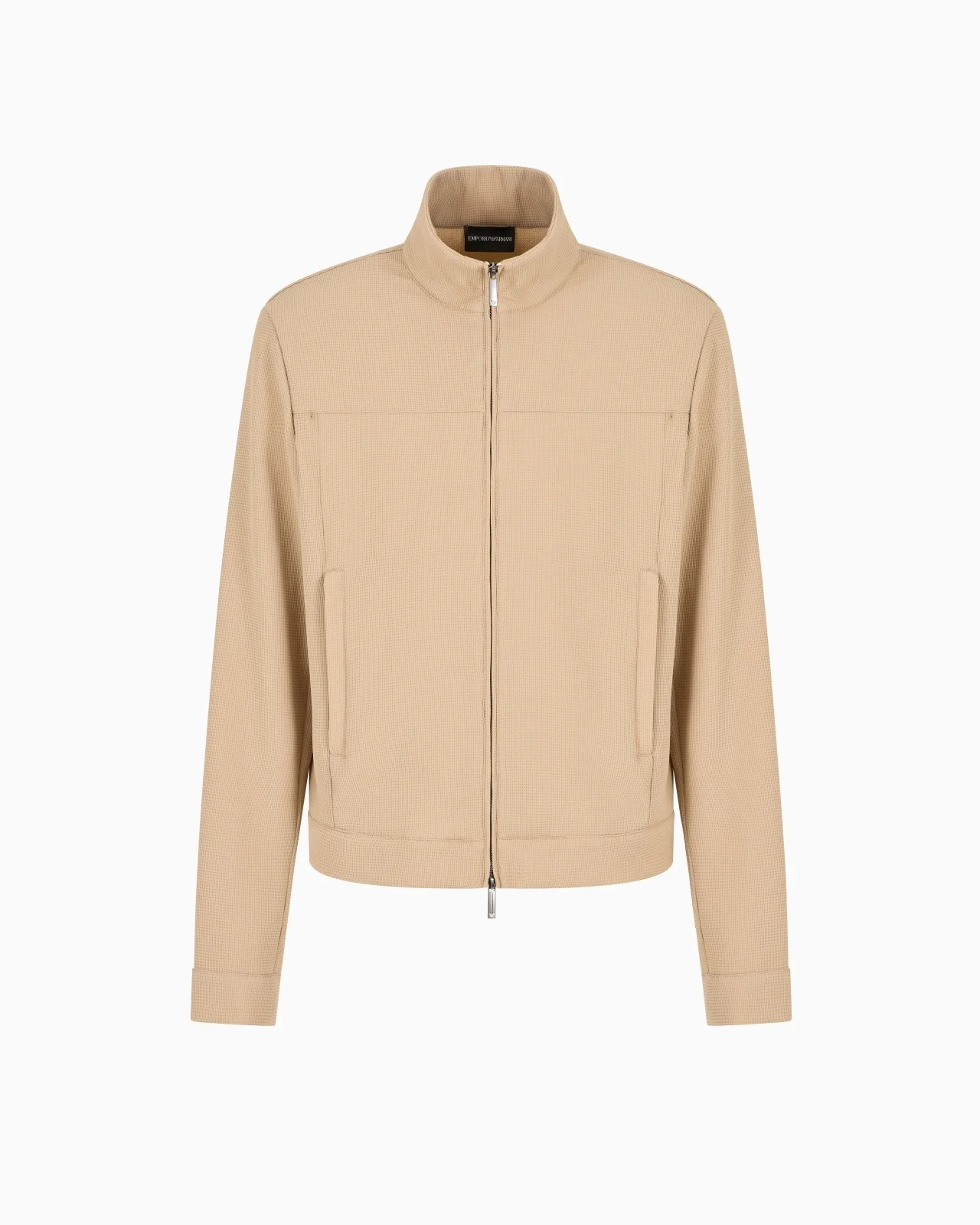 ICON FULL-ZIP BLOUSON IN PIQUÉ-EFFECT MICRO-TEXTURED CRÊPE JERSEY - 1
