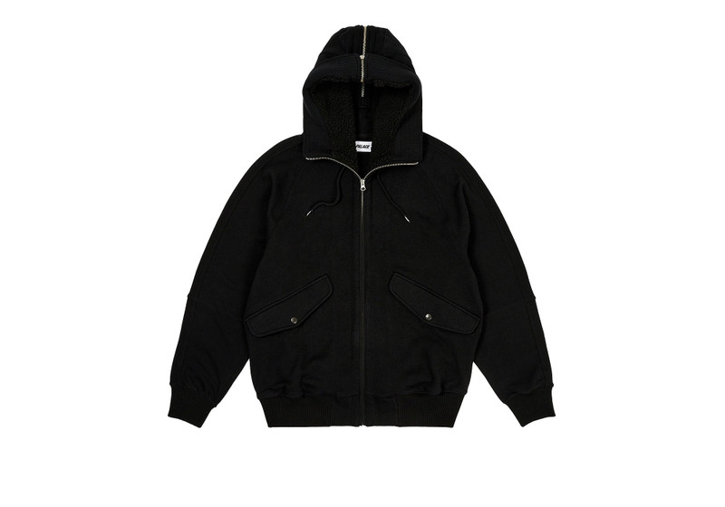 SPLIT HOOD BOMBER SWEAT BLACK - 1