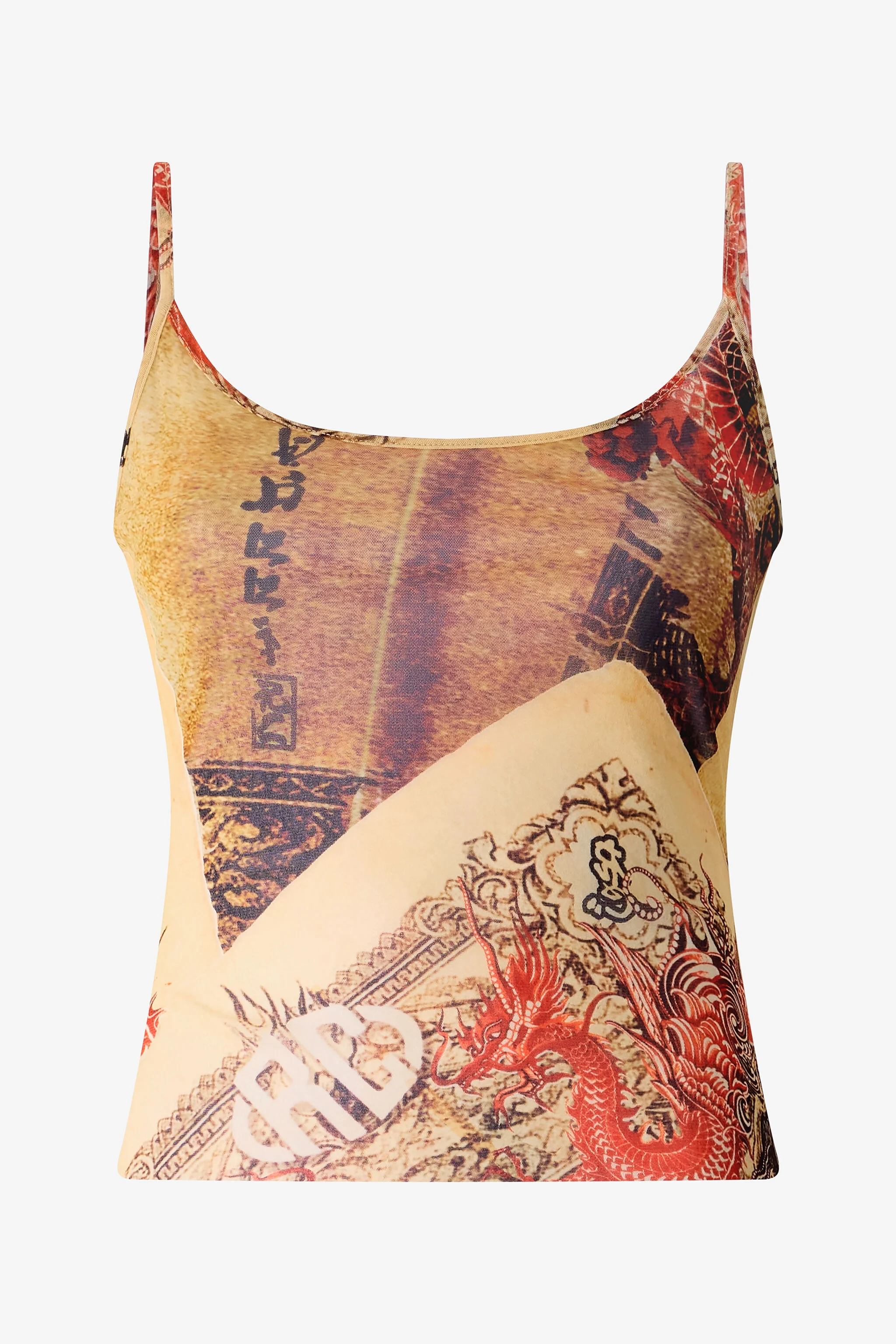 Top with Thin Straps and All-Over Print - 1