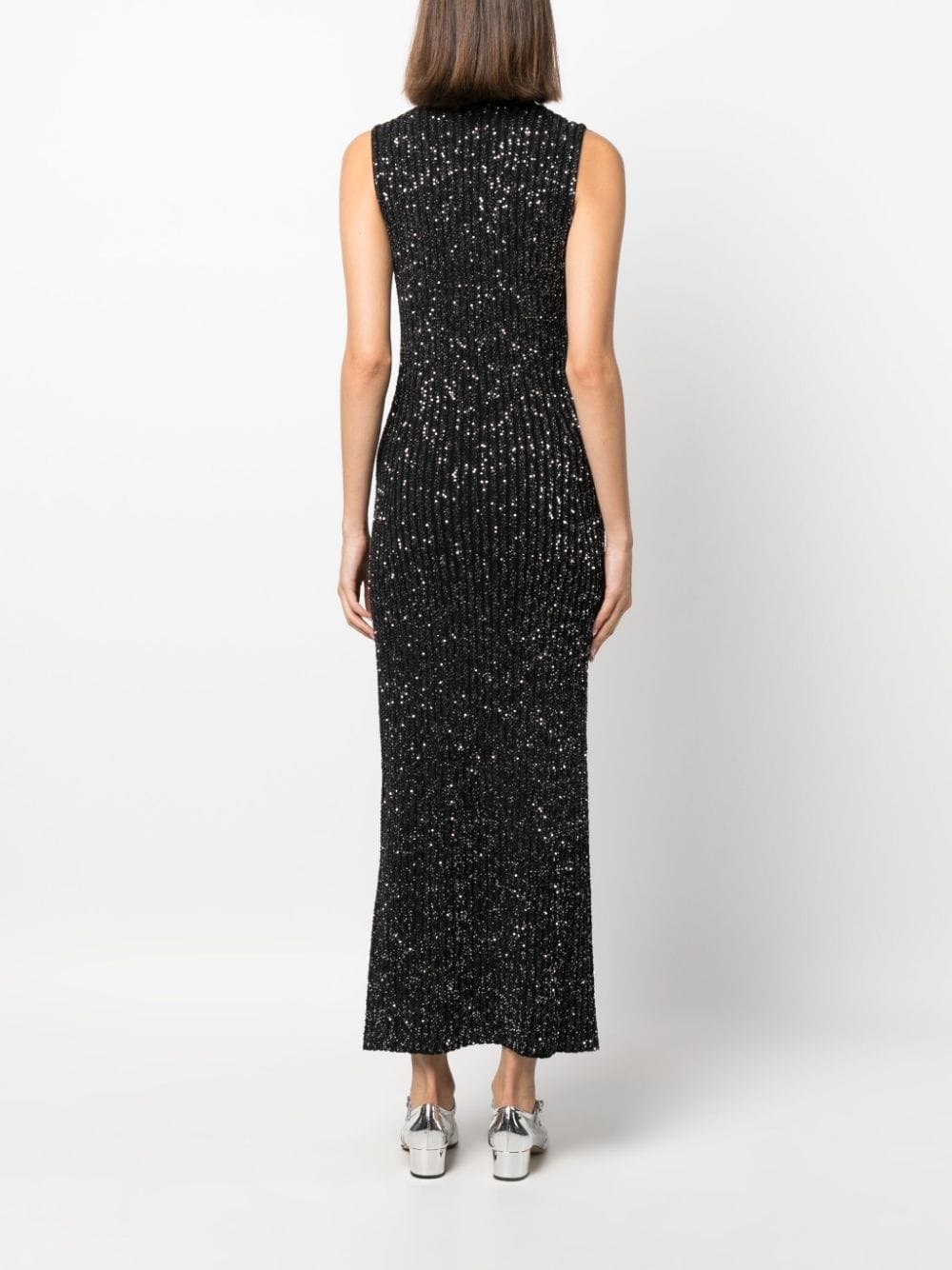 sequinned ribbed dress - 4