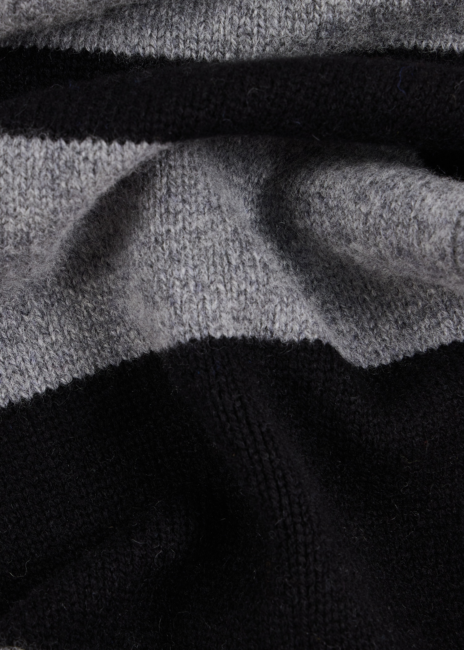 Black and Grey Block Stripe Scarf with 'Signature Stripe' Trim - 4