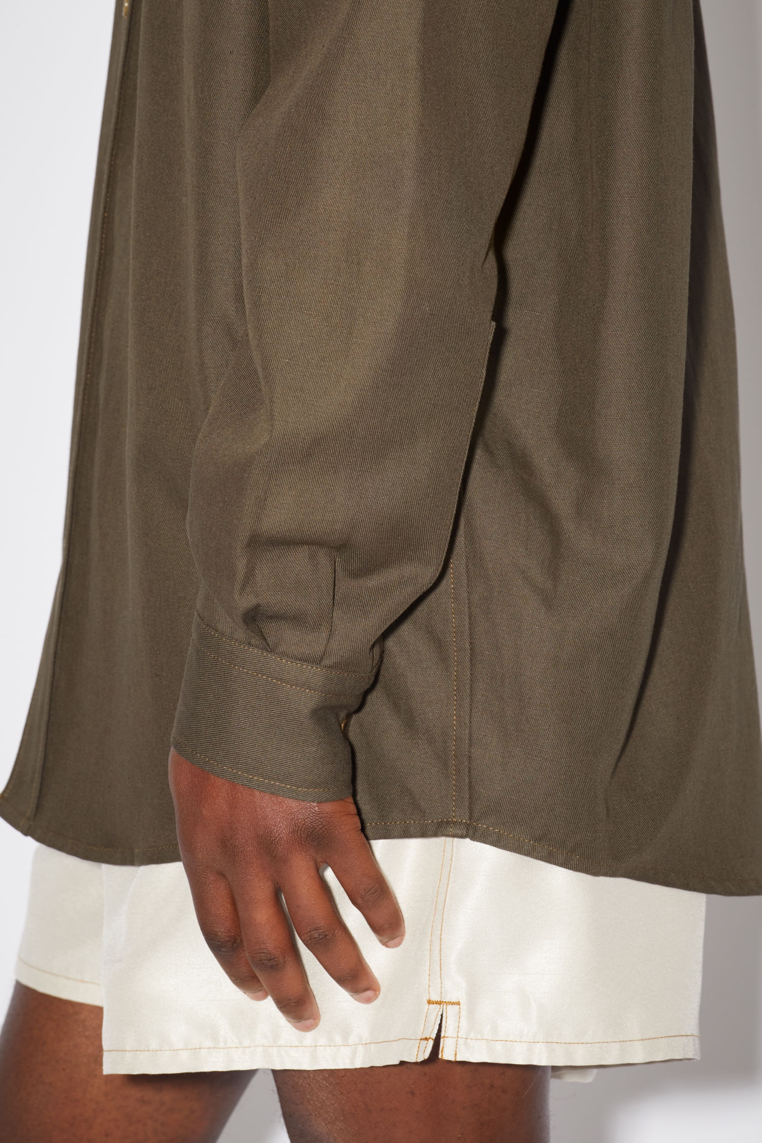 Linen blend shirt - Dark Olive - 6