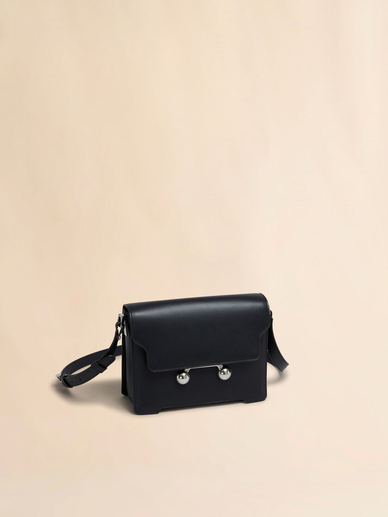 BLACK LEATHER TRUNKAROO MEDIUM SHOULDER BAG 5