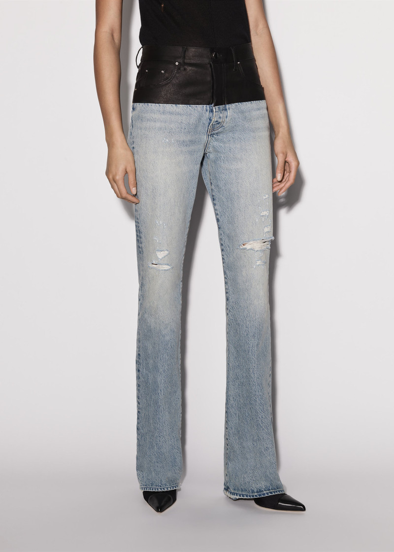 AMIRI LEATHER HYBRID BOOTLEG JEAN outlook