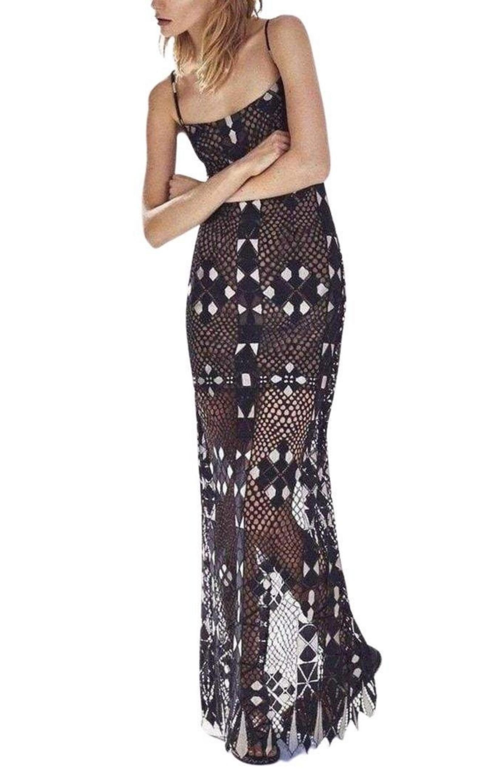 BCBGMAXAZRIA - Geometric Lace Maxi Dress - 4