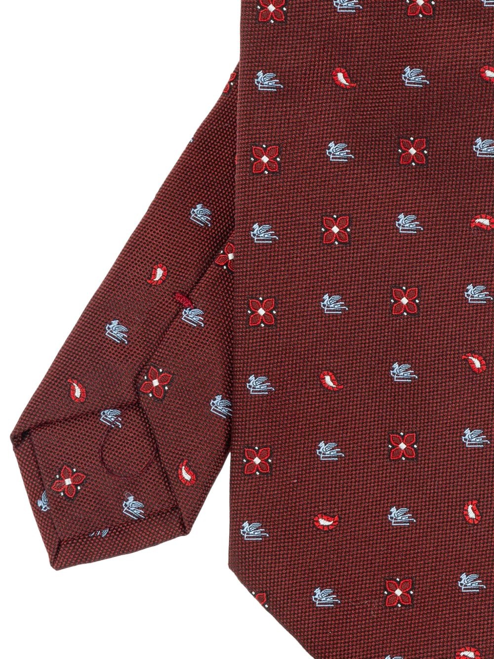 patterned silk tie - 3