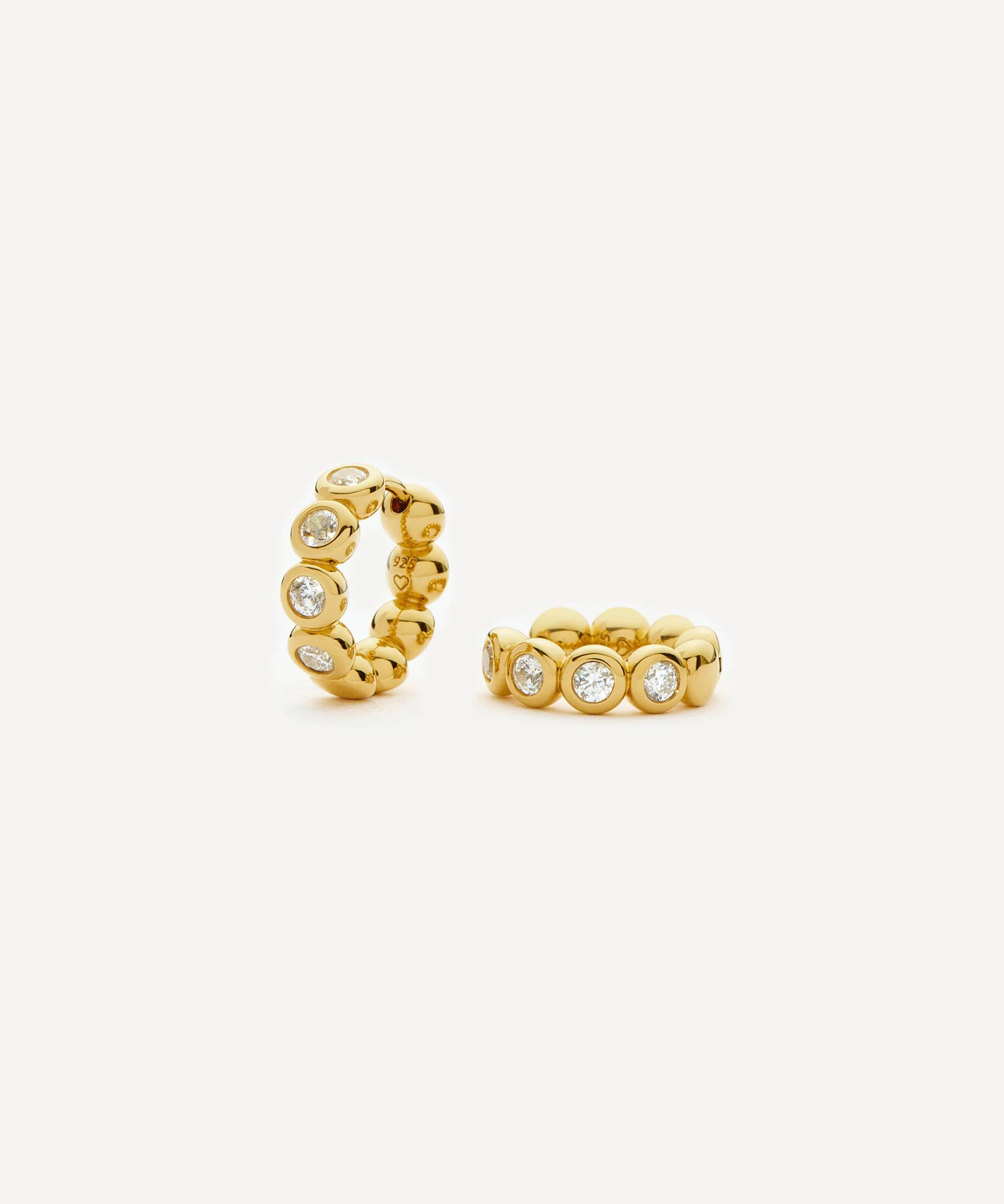 18ct Gold-Plated Vermeil Silver Small Tennis Hoop Earrings - 1