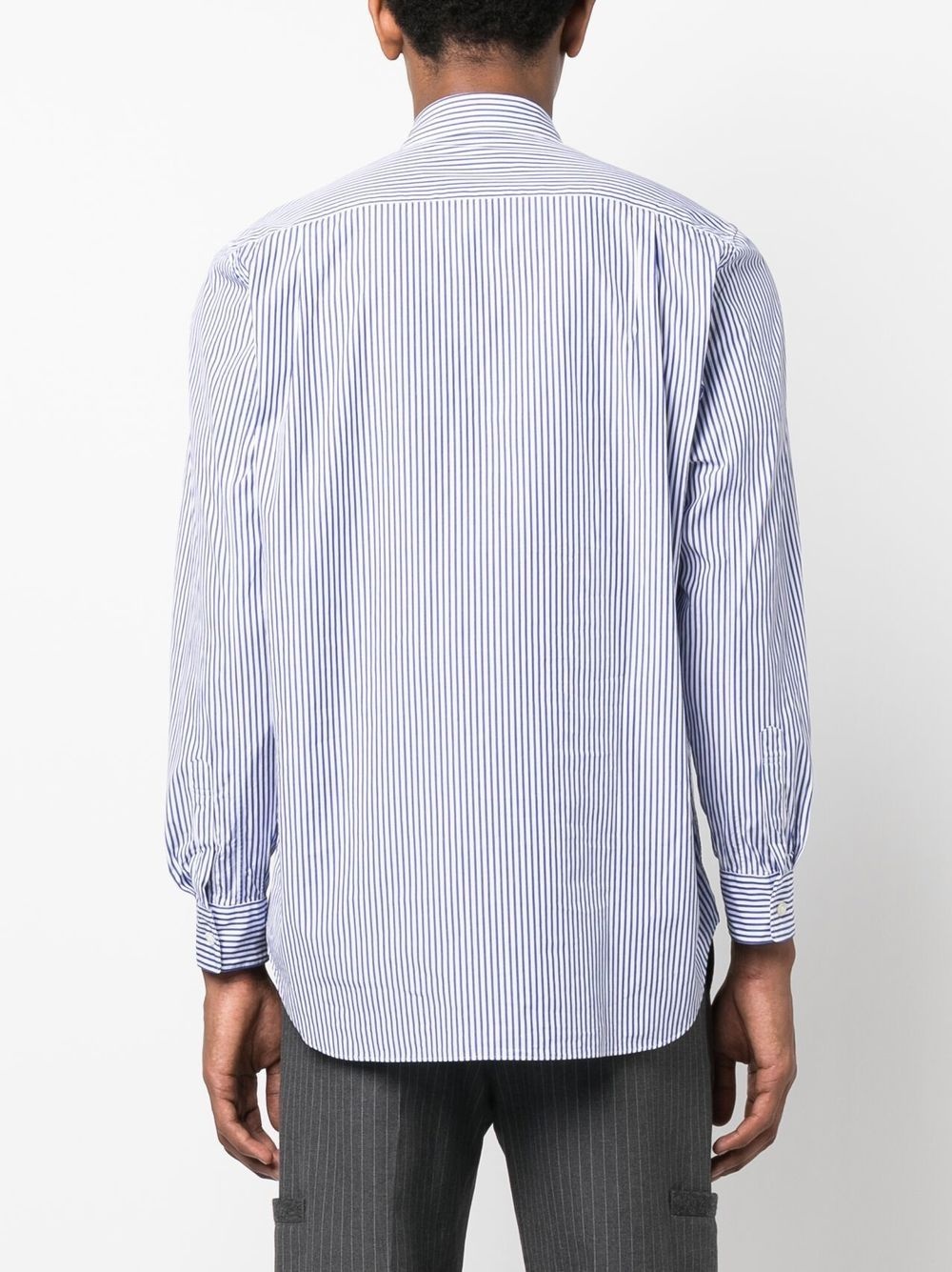 embroidered-logo striped shirt - 4