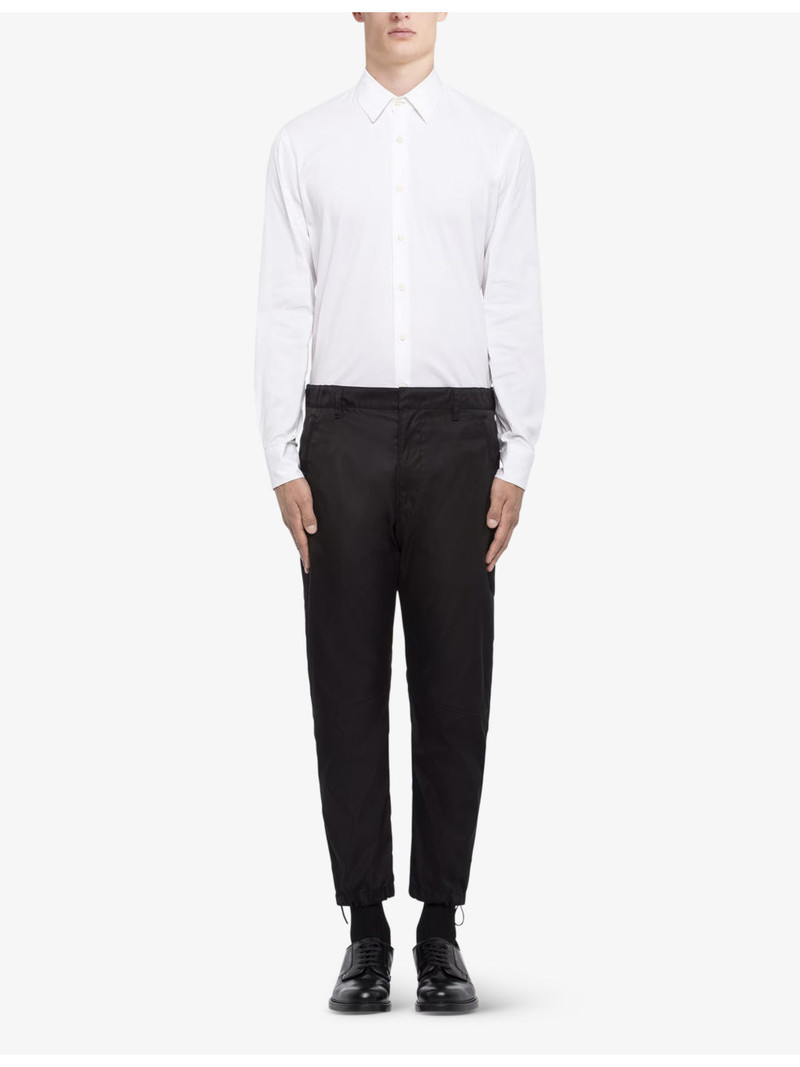 Prada Brand-plaque drawstring-hem skinny-fit slim-leg Re-Nylon trousers outlook