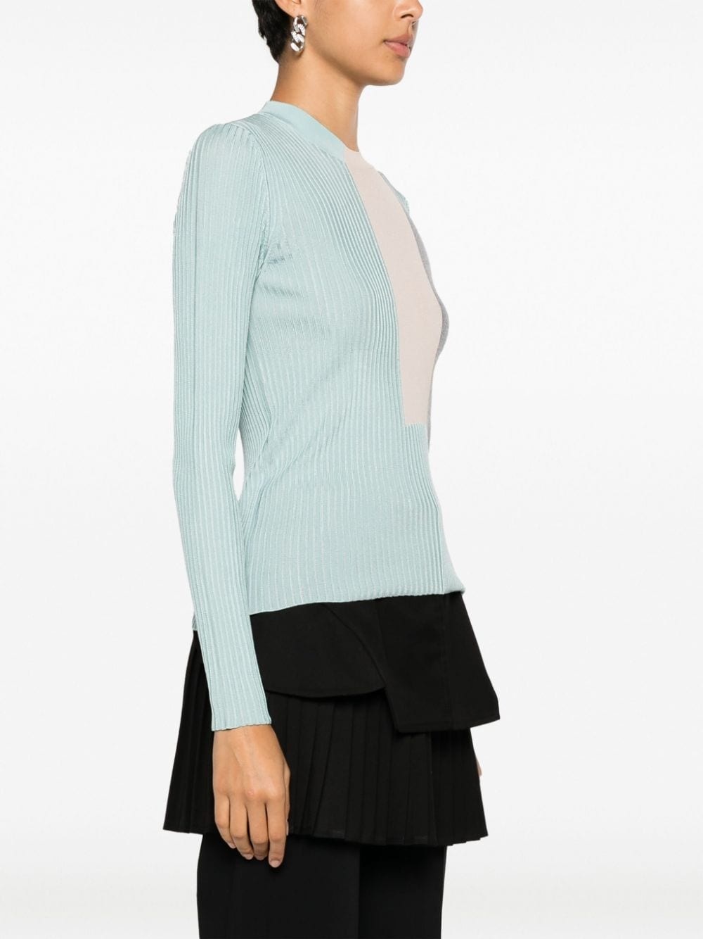 colour-block ribbed-knit silk-blend top - 3