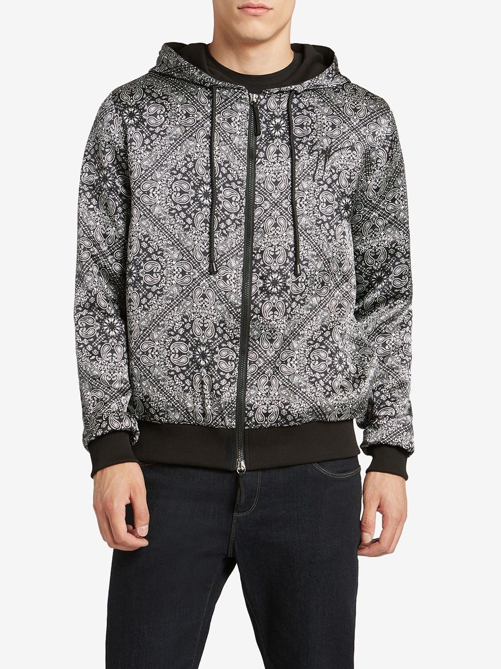 paisley print hooded jacket - 3