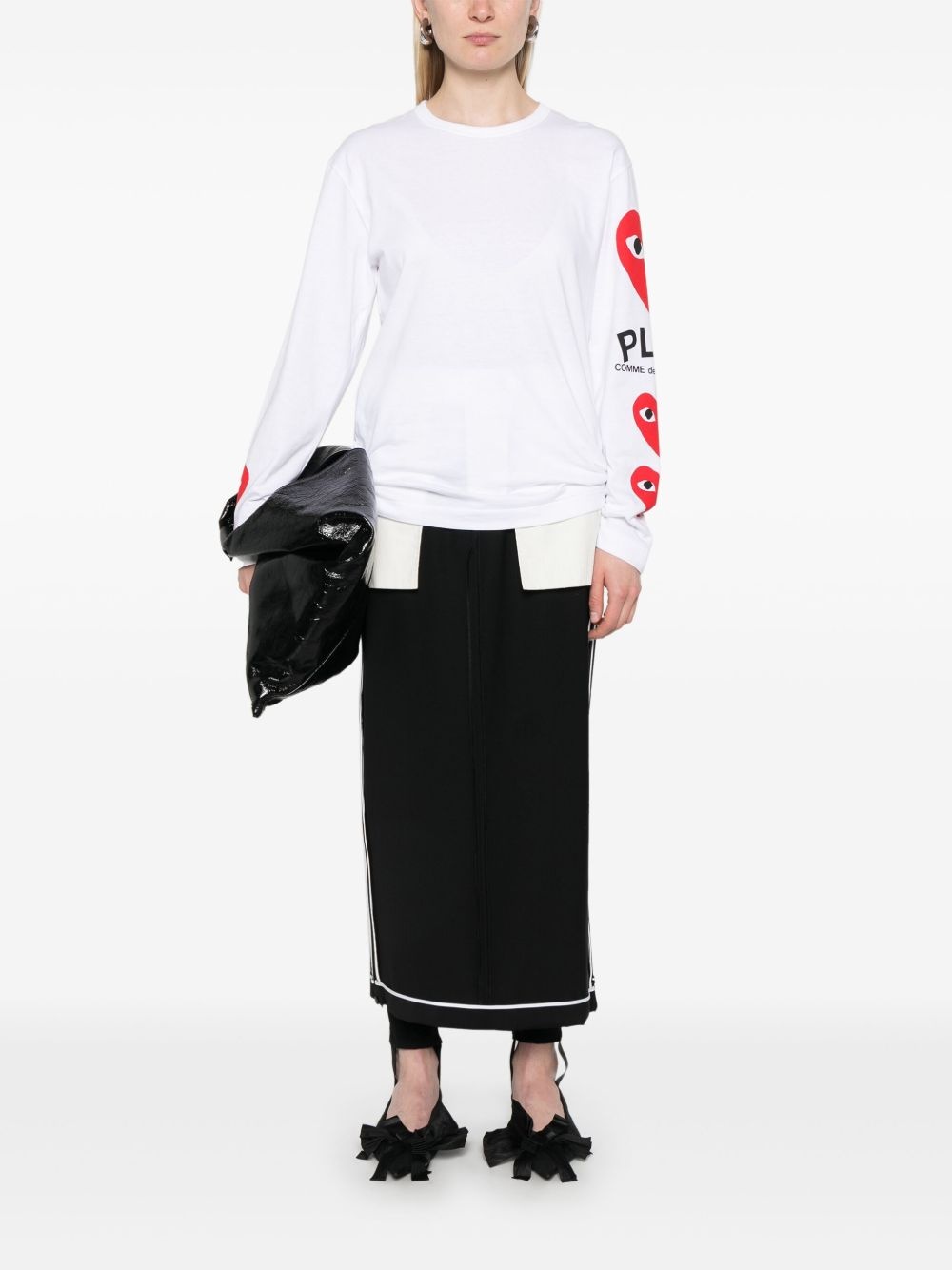 long-sleeve heart-print T-shirt - 3