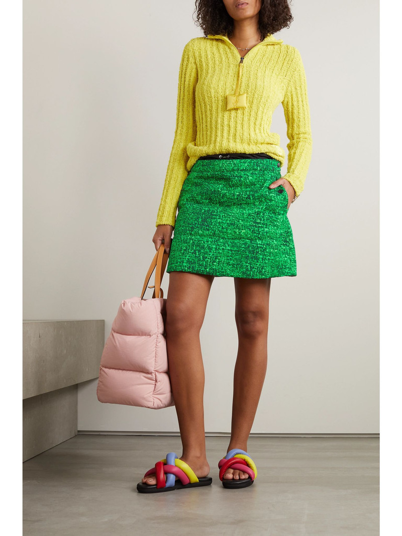 Moncler + JW Anderson quilted printed cotton-twill down mini skirt Green outlook