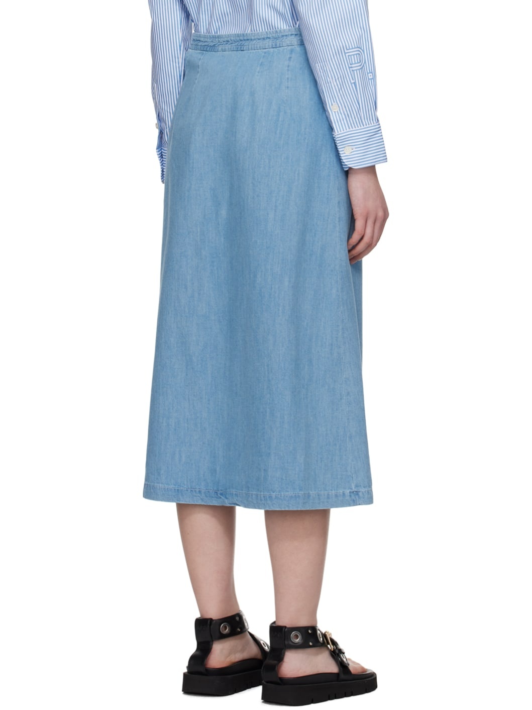 Blue Deauville Denim Midi Skirt - 3