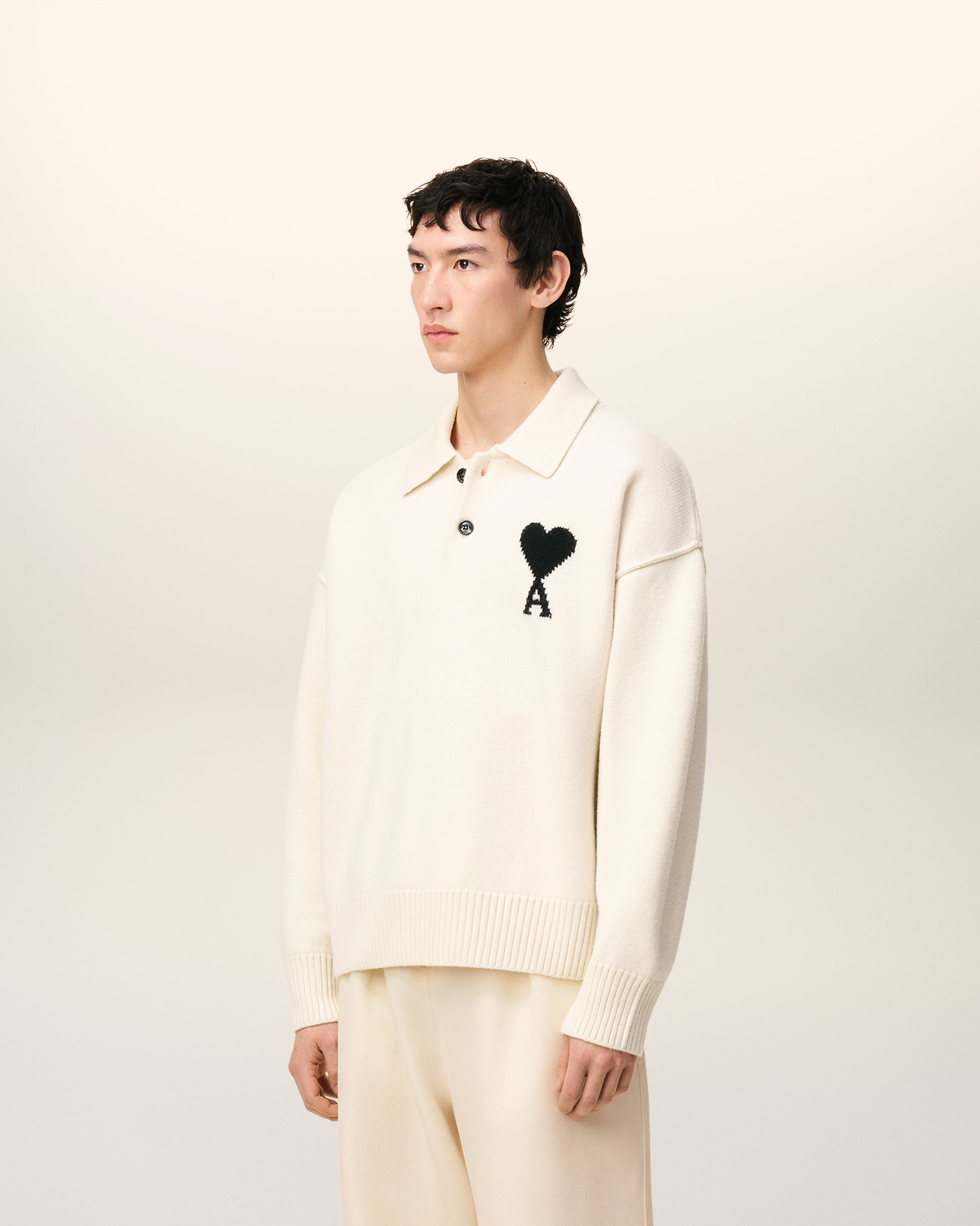 WHITE WOOL AMI DE COEUR POLO - 6
