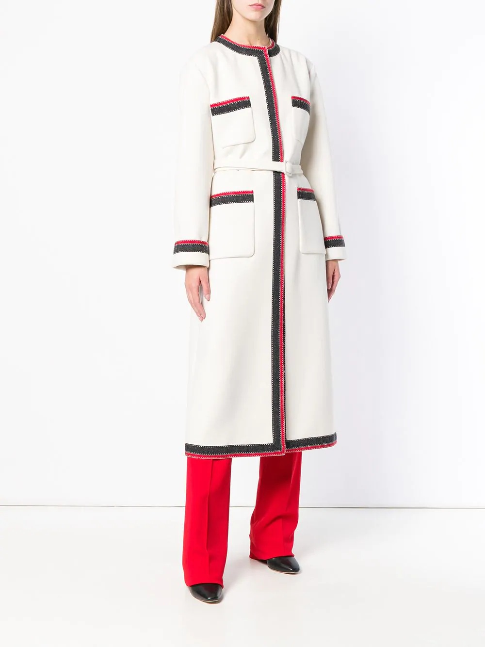 contrast trim midi coat - 3