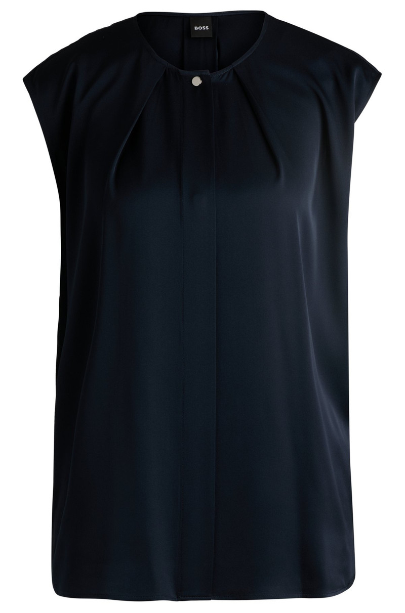 FITTED SLEEVELESS BLOUSE IN STRETCH SILK WITH CONCEALED PLACKET 1