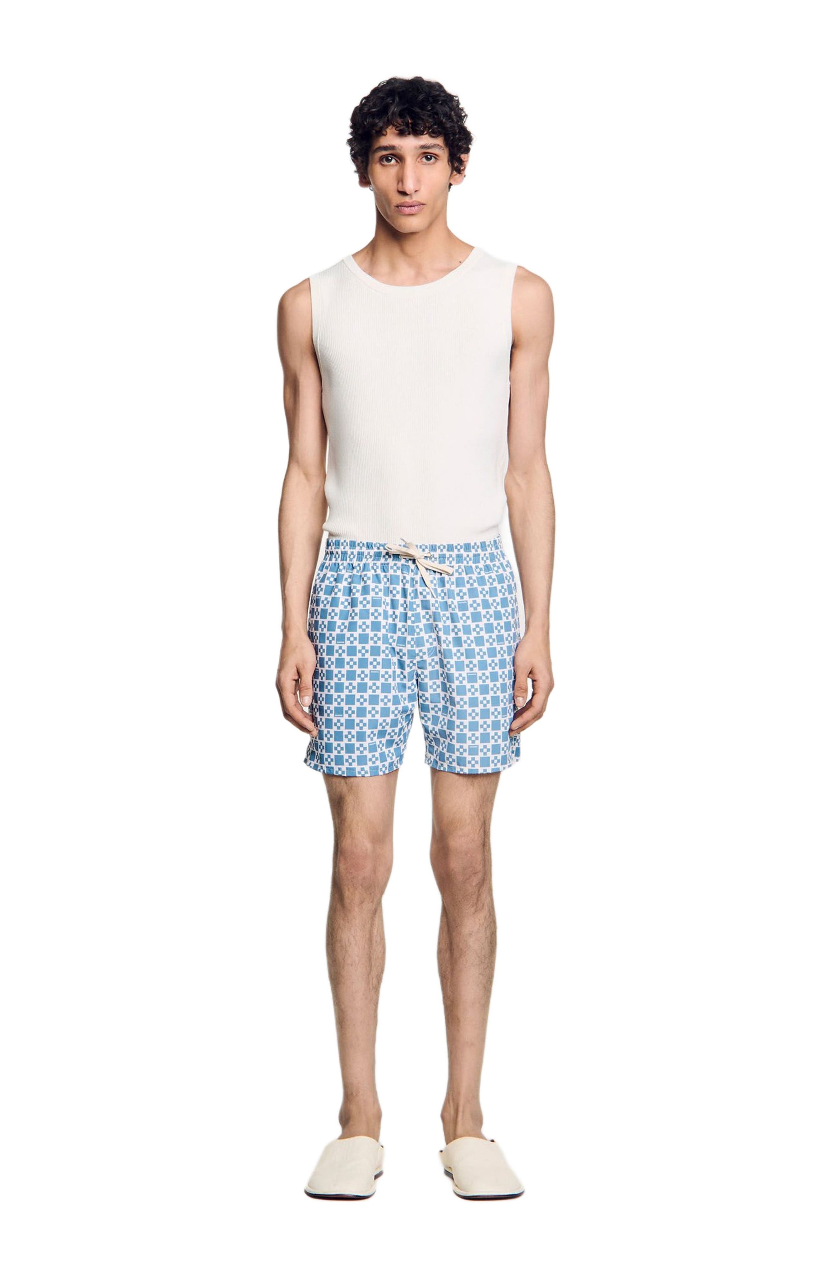 SANDRO Square Cross swim shorts in Blue Sky at Nordstrom - 3