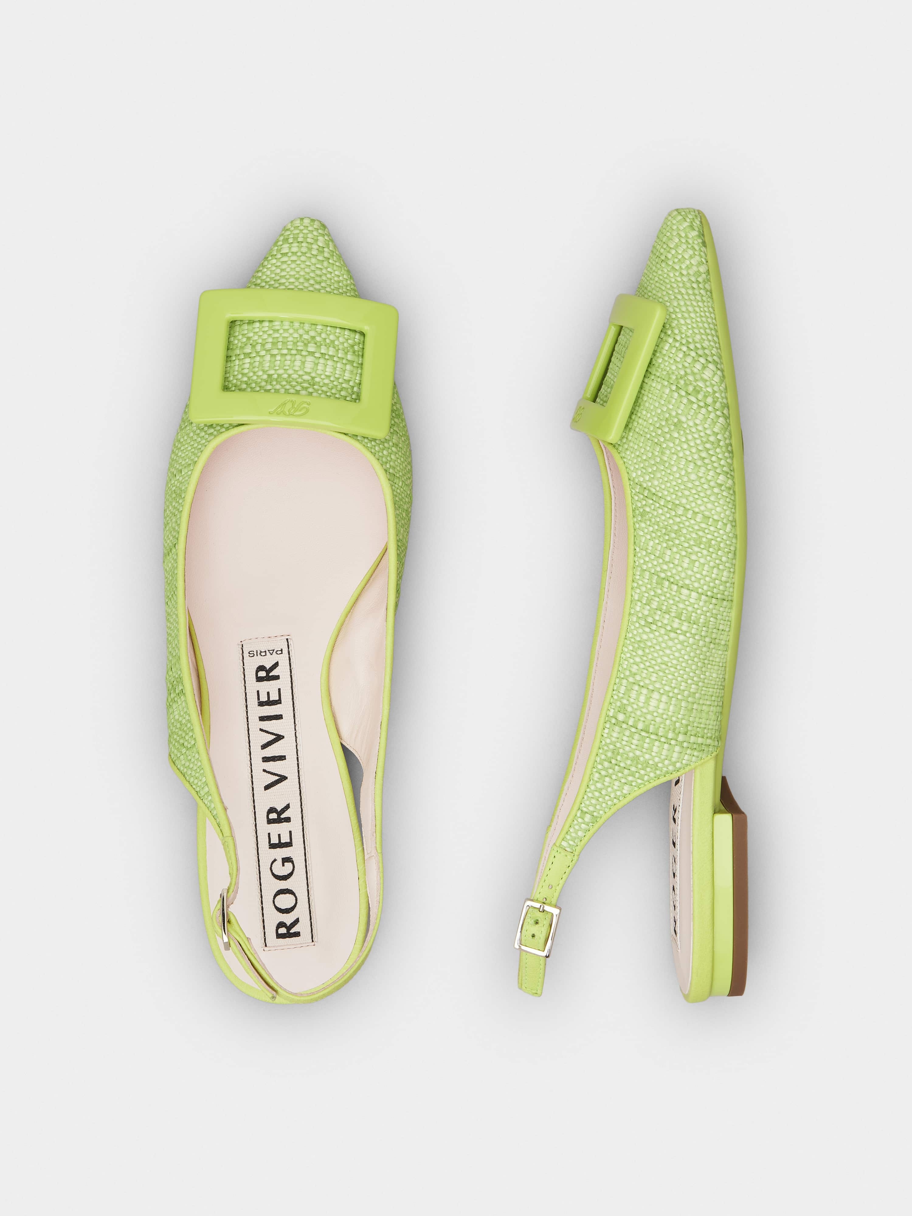 Gommettine Lacuqered Buckle Slingback Piping Ballerinas in Fabric - 5