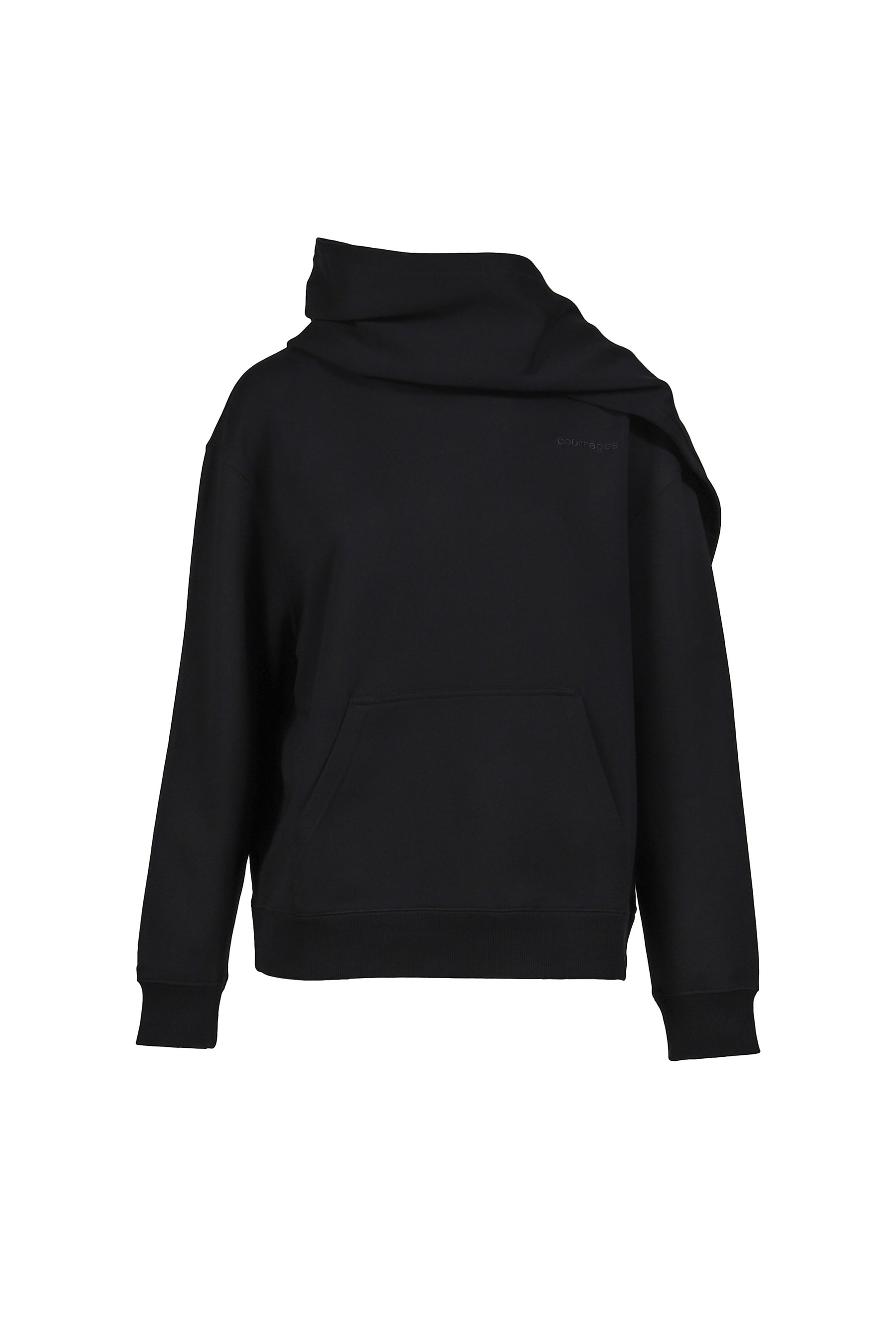 SCARF EMBROIDERED HOODIE / BLK - 2