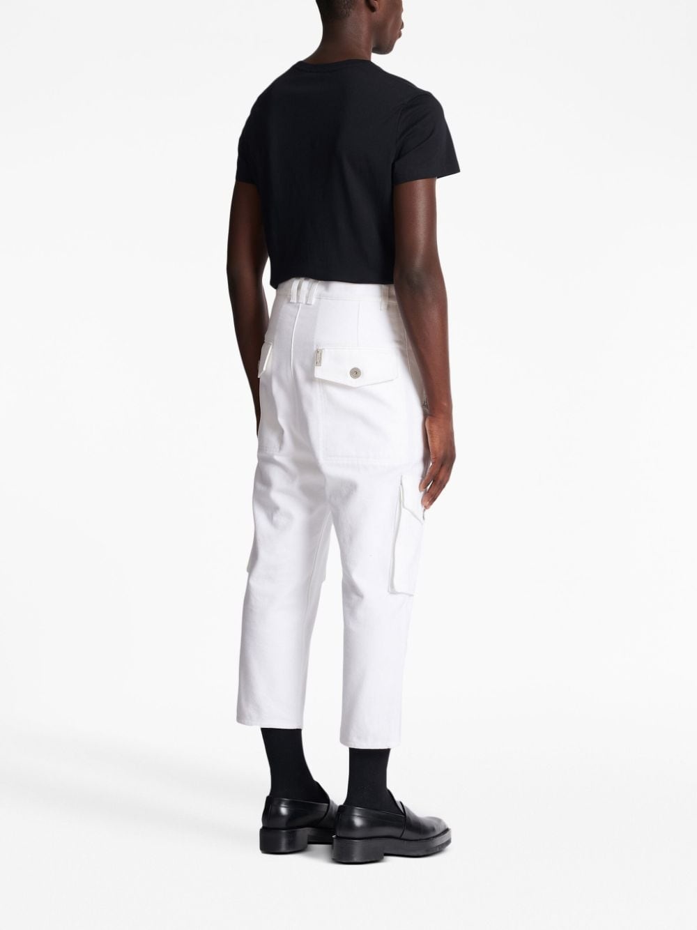 logo-plaque cargo-style cropped trousers - 4