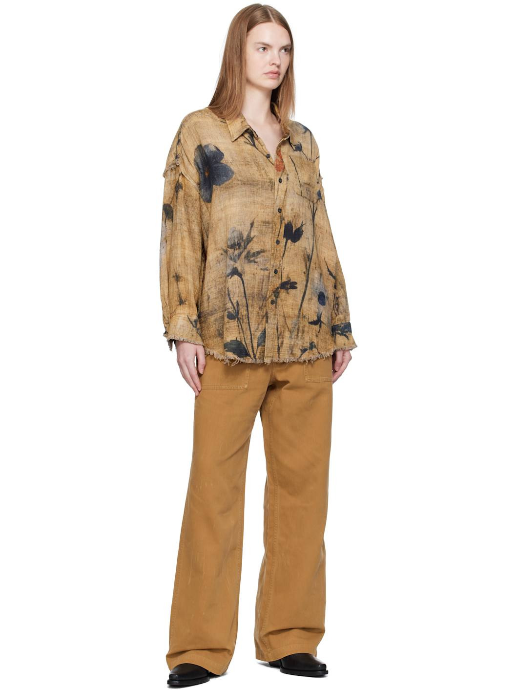 Tan & Brown Drop Neck Reversible Shirt - 4