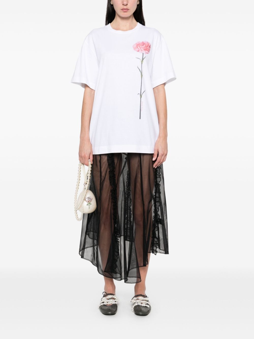 carnation-print T-shirt - 2