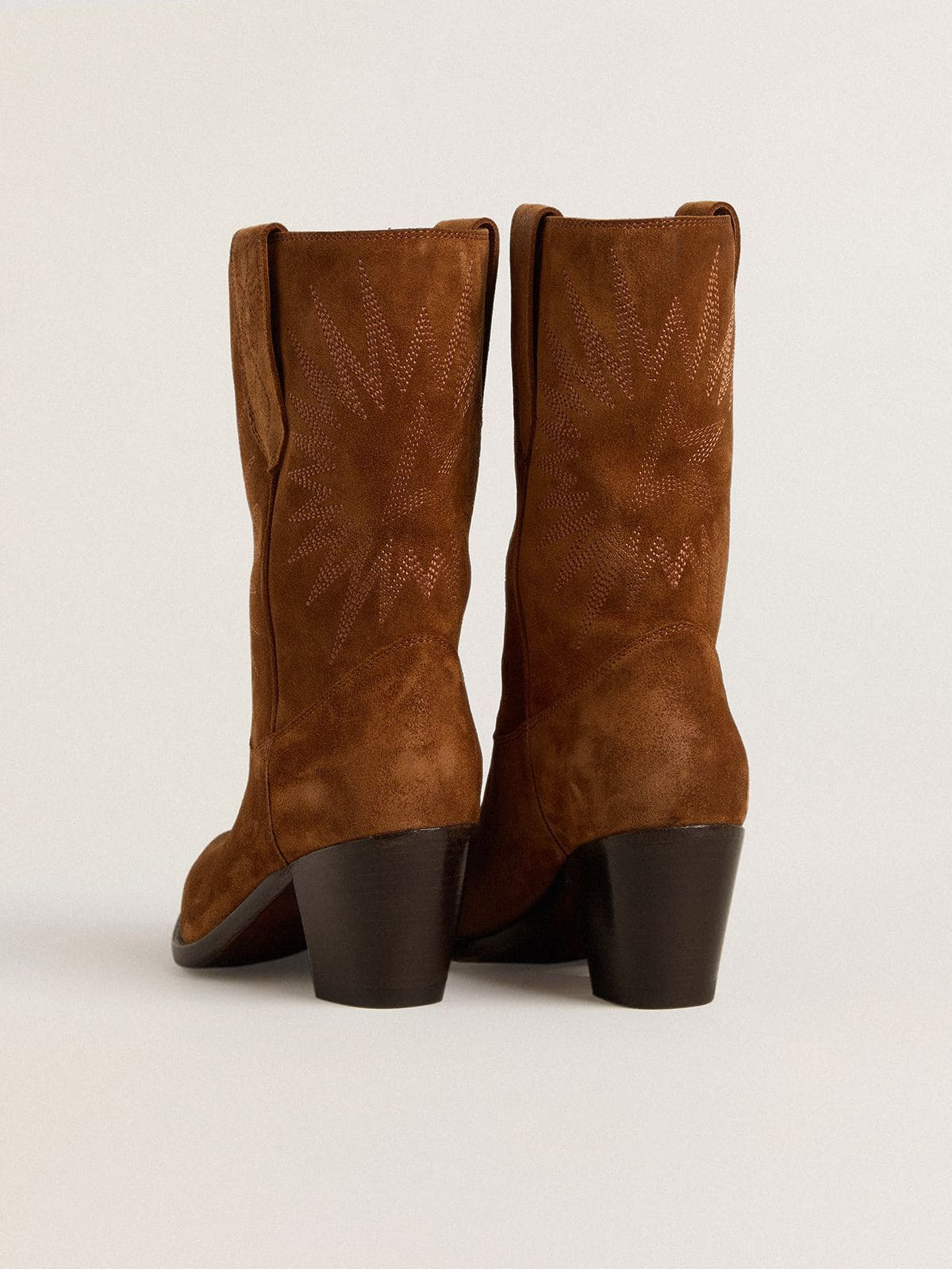 Low Wish Star boots in cognac suede with tone-on-tone embroidered star - 5