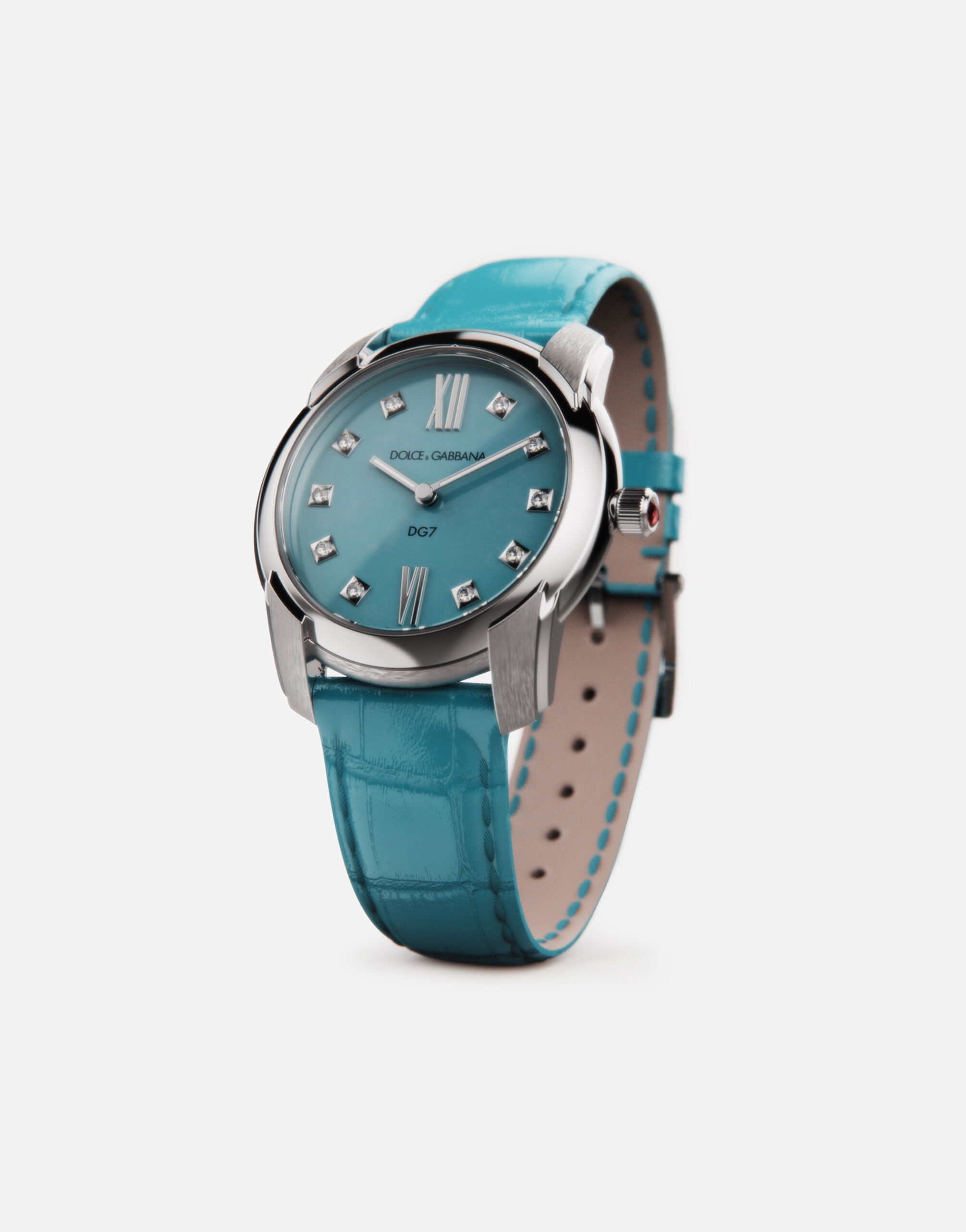 DG7 watch in steel with turquoise and diamonds - 3