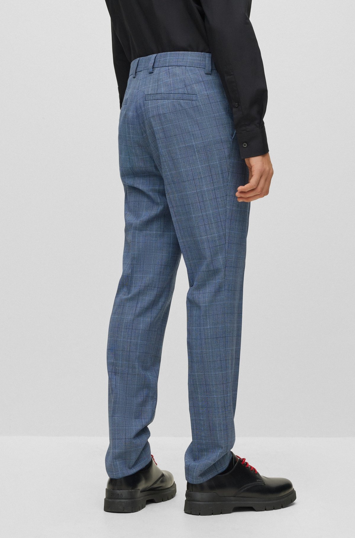 THREE-PIECE SLIM-FIT SUIT IN CHECKED STRETCH FABRIC - 8