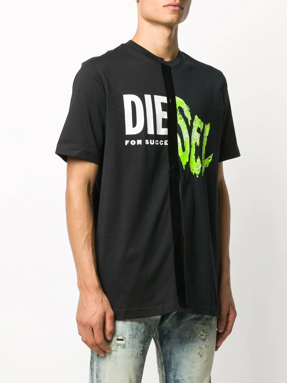 spliced logo print T-shirt - 3