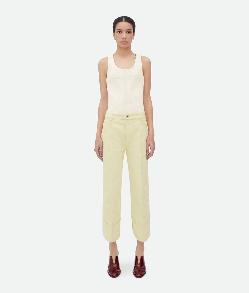 Curved Shape Yellow Wash Denim 1