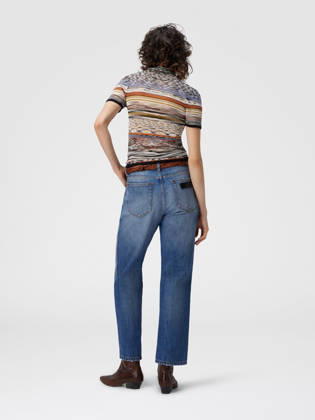 Mock Neck Sweater in Striped Knit - 3
