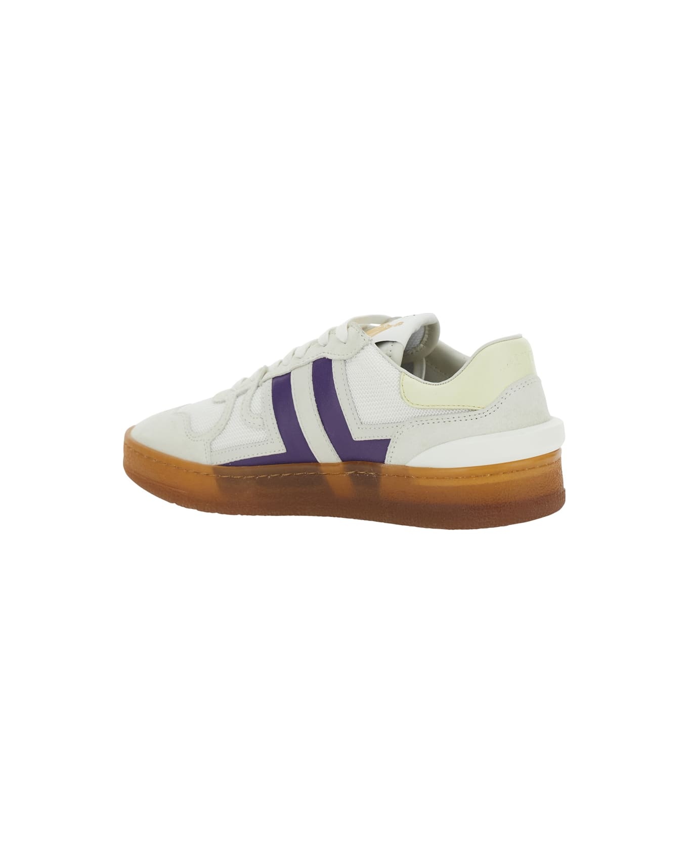 'clay' White Sneaker With Mesh Inserts And Side Striped Detail In Leather Unisex - 3
