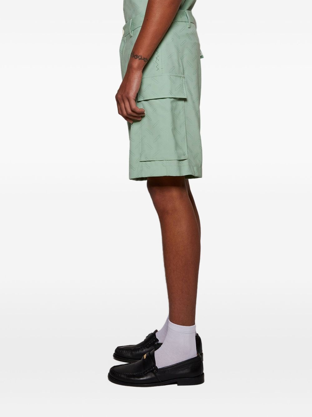 geometric-print tailored shorts - 4