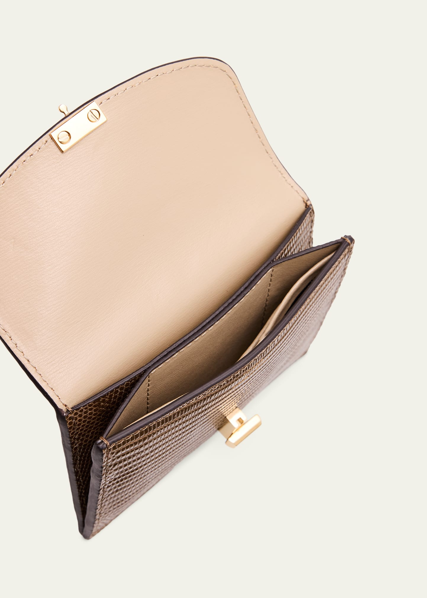 T-Lock Lizard-Embossed Leather Cardholder - 4