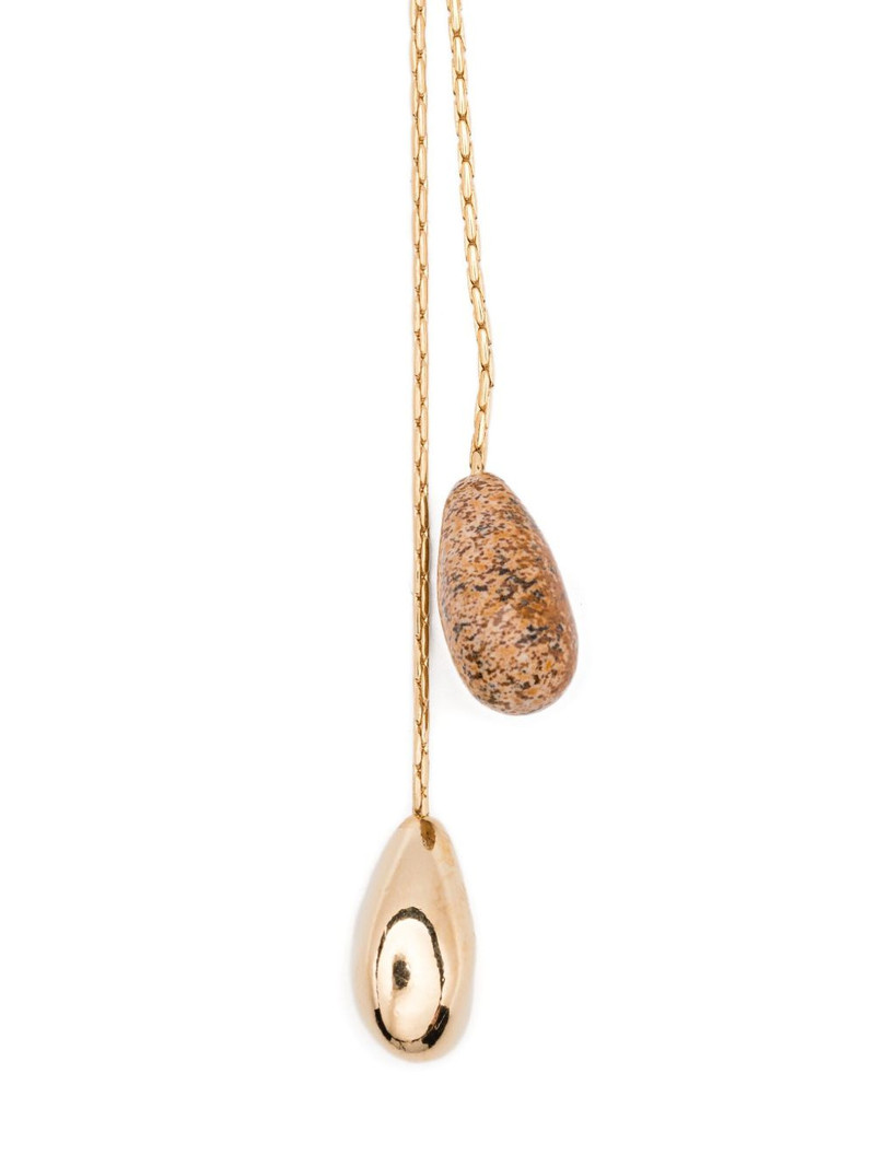 Imala gold-chain stone earrings 3