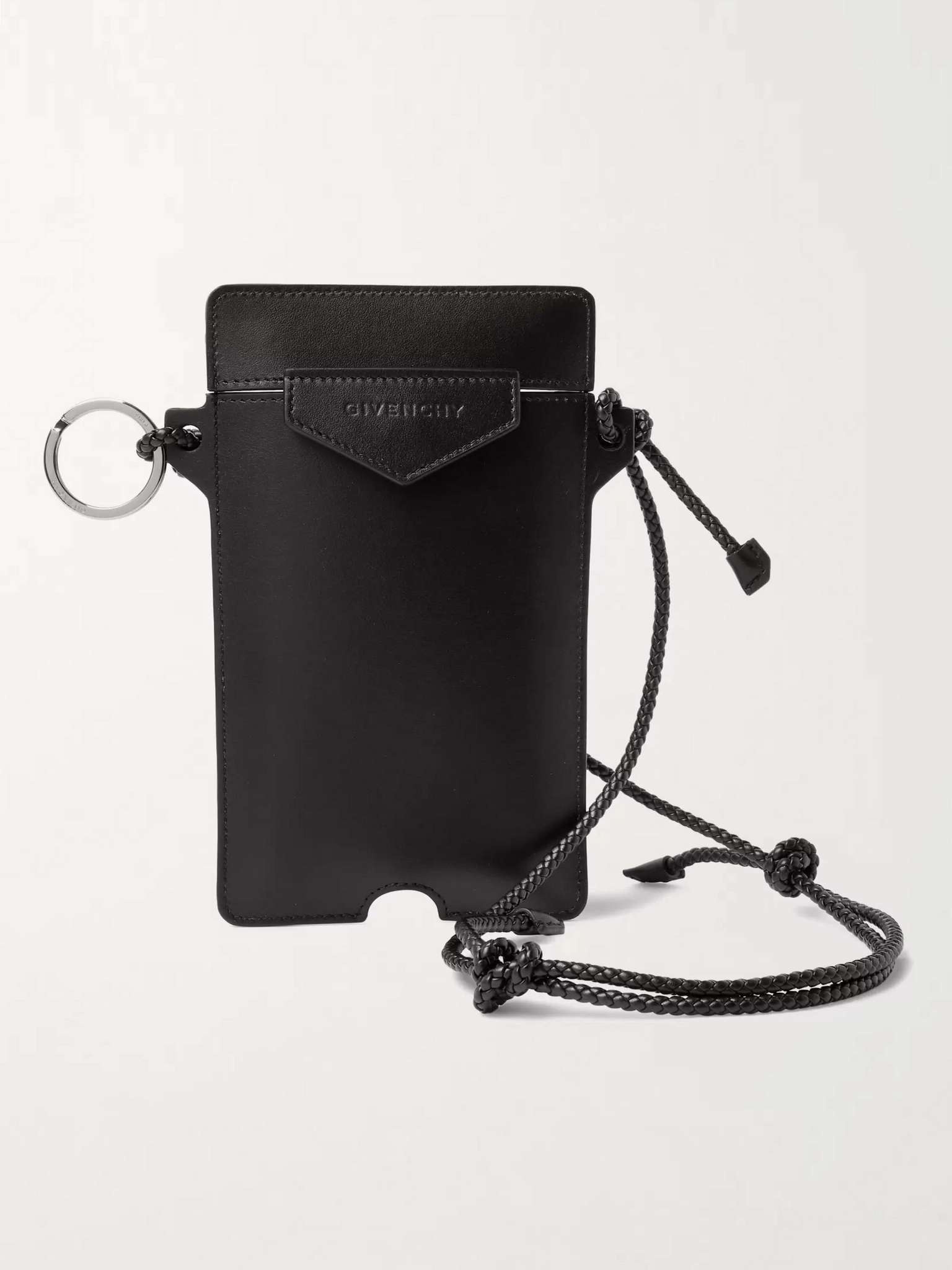 Logo-Debossed Leather Phone Pouch Lanyard - 1