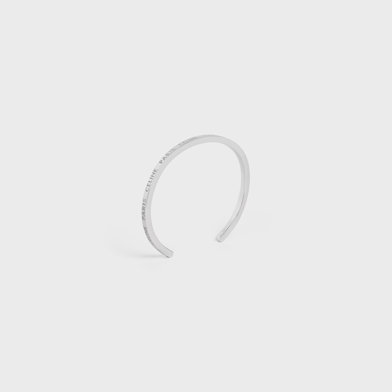 CELINE Celine Paris Thin Cuff in Brass with Rhodium Finish outlook