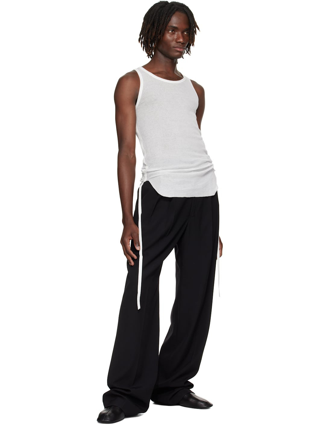White Boris Wrinkled Cropped Tank Top - 4