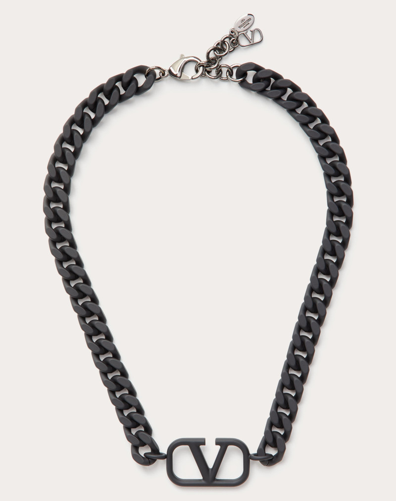 VLOGO SIGNATURE METAL NECKLACE WITH RUBBER-EFFECT FINISH - 1
