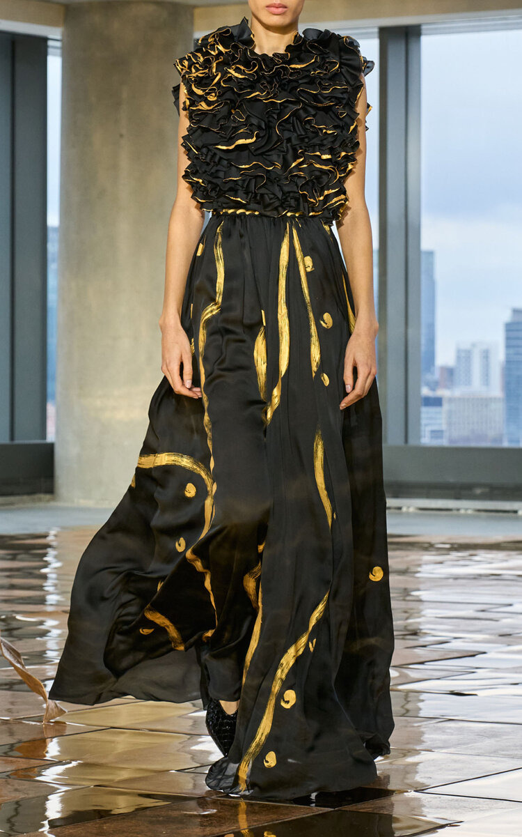 Byzantine Ruffled Silk Gown multi - 2