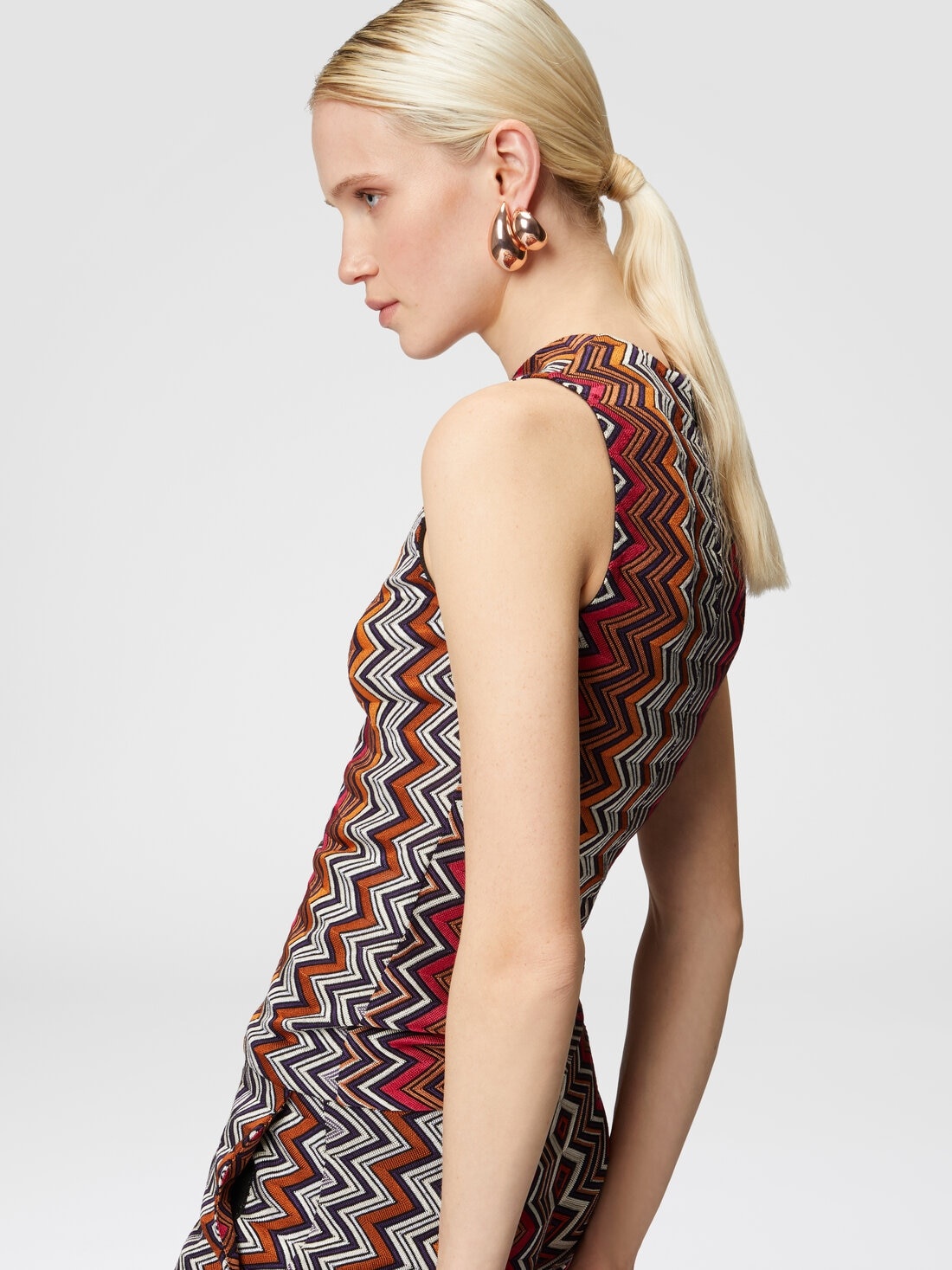 Sleeveless top in wool and zigzag viscose - 5