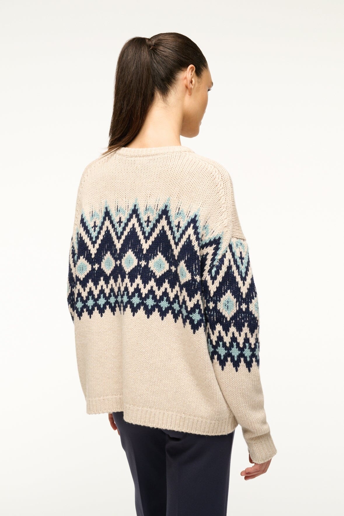 STAUD MORITZ SWEATER OATMEAL MULTI FAIRISLE - 4