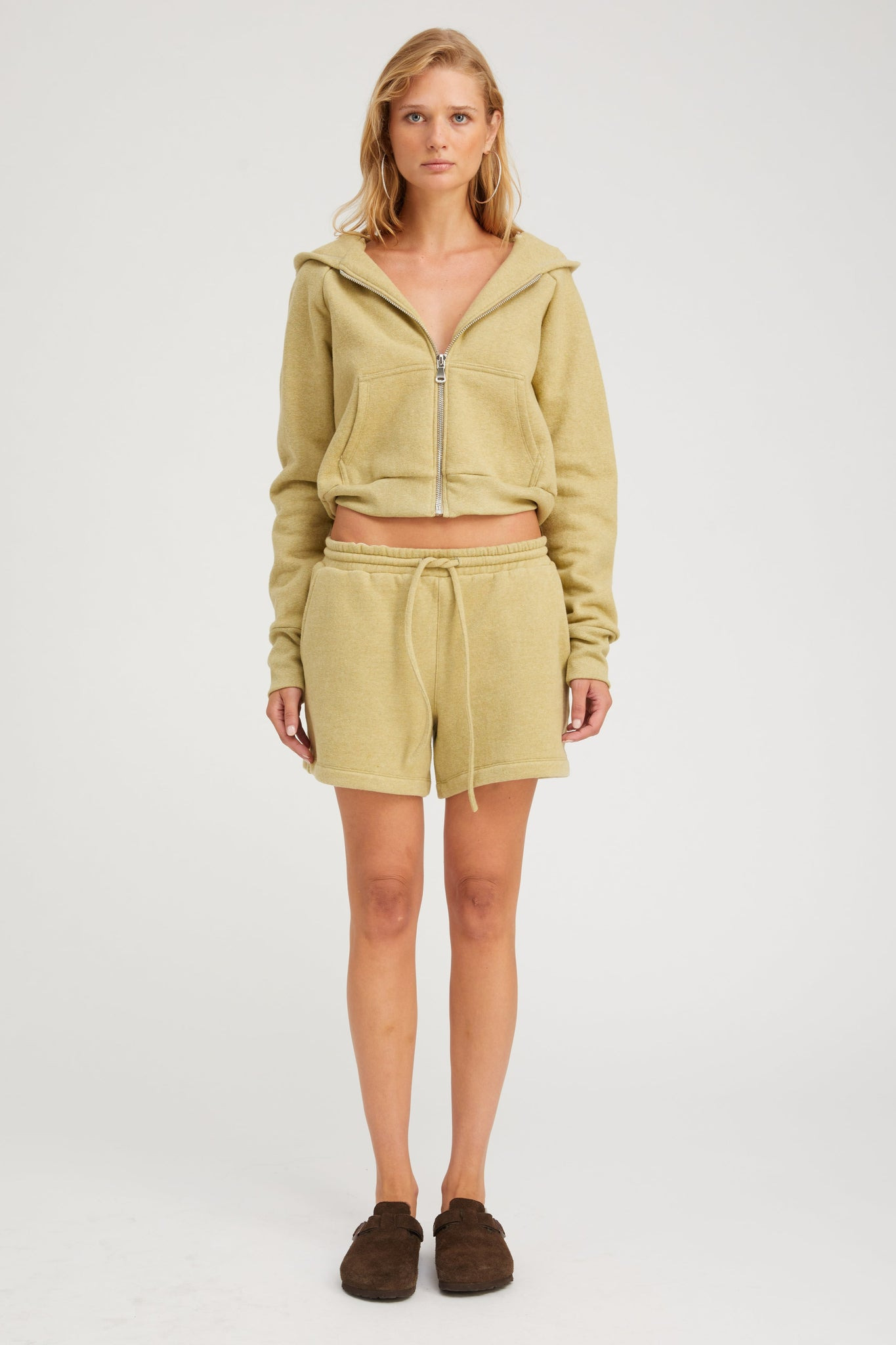 PISTACHIO MELANGE SWEATSHORTS - 2