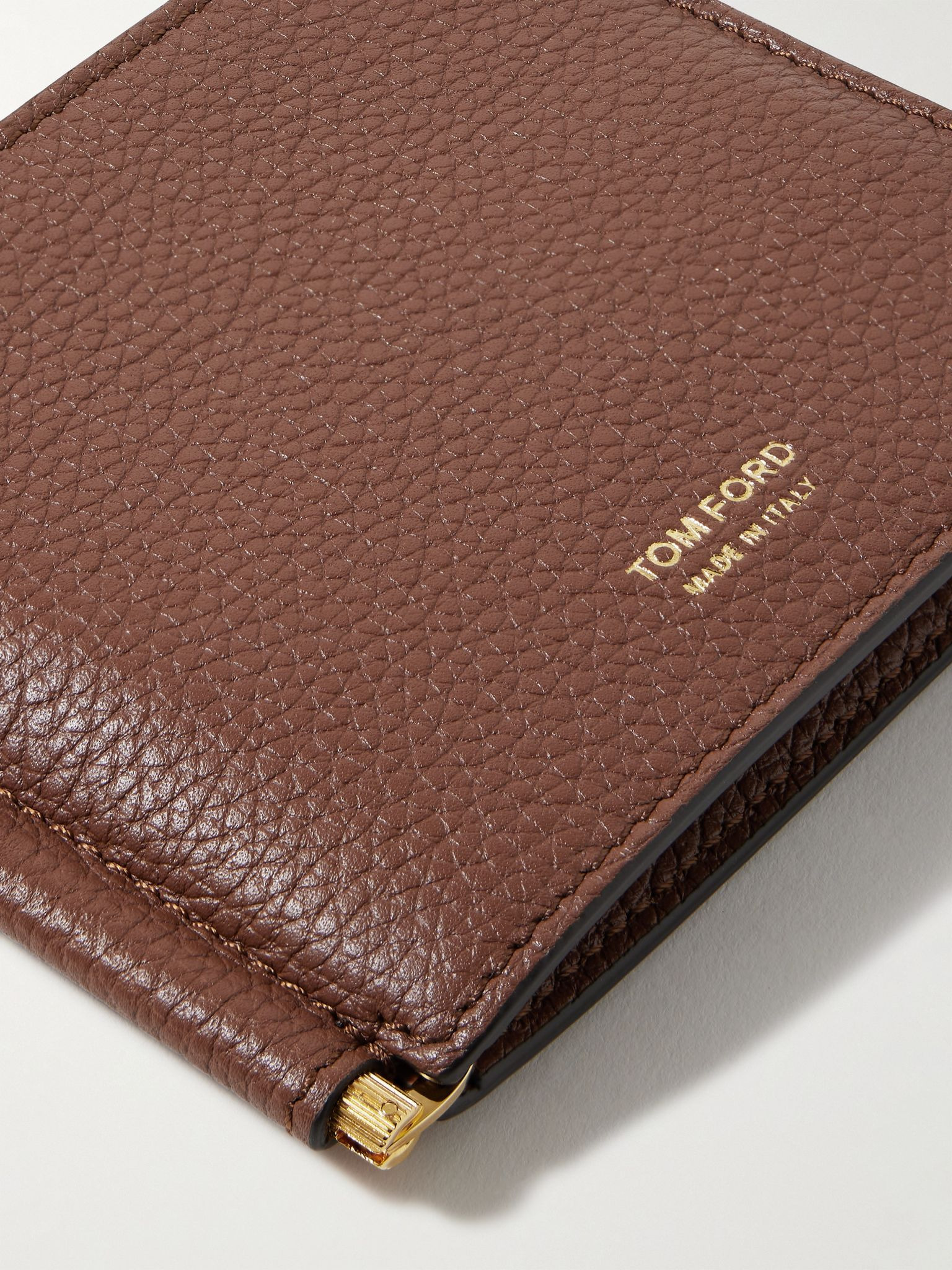 Full-Grain Leather Billfold Wallet with Money Clip Brown - 3
